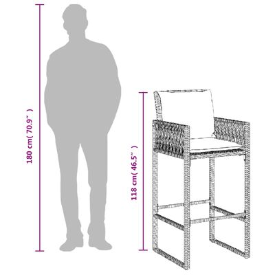 vidaXL Tabourets de bar jardin coussins lot de 2 marron résine tressée