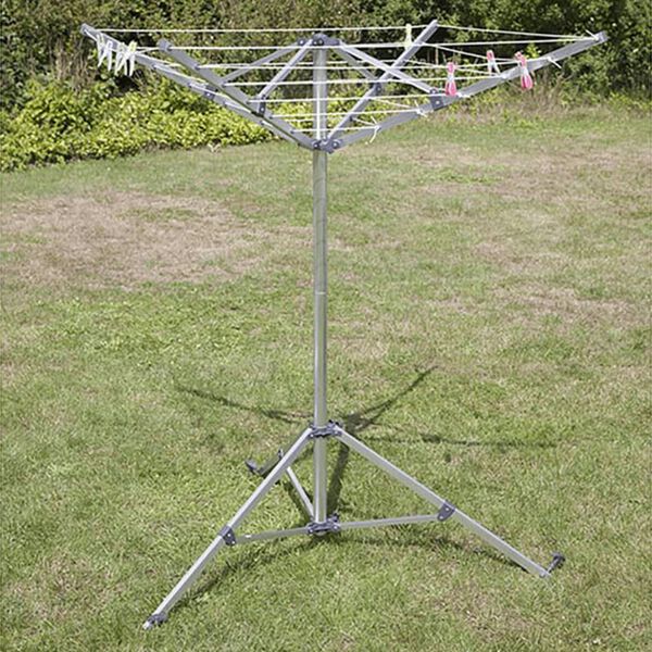 Bo-Camp Support de s&eacute;chage avec base Aluminium Gris 15 m 6415182