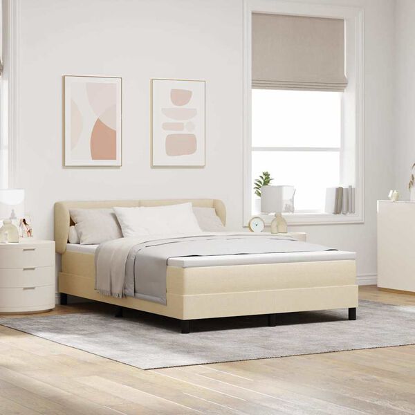 vidaXL Lit boxspring avec matelas Cr&egrave;me 160 x 200 cm tissu
