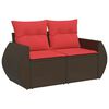 vidaXL Salon de jardin 4 pcs avec coussins marron résine tressée