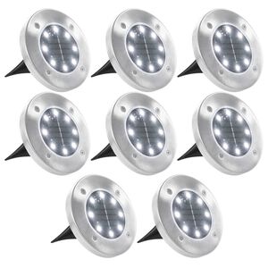 vidaXL Lampe solaire au sol 8 pcs Lumi&egrave;res LED blanches