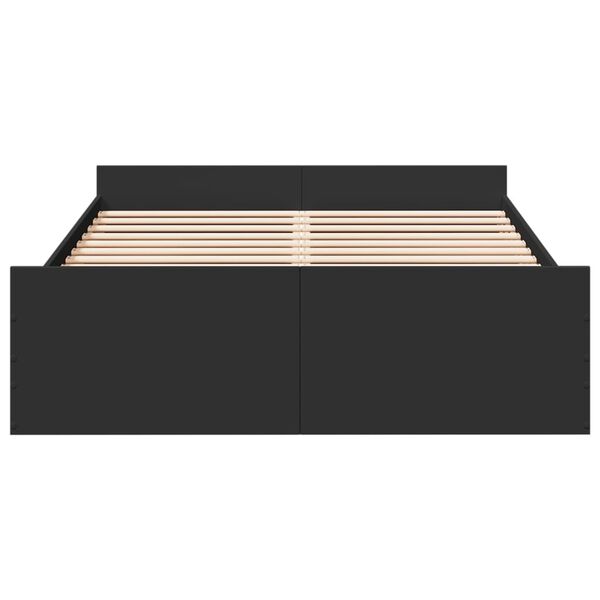 vidaXL Cadre de lit avec tiroirs sans matelas noir 135x190 cm