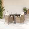 vidaXL Ensemble &agrave; manger de jardin avec coussins 5pcs Beige poly rotin