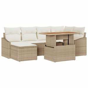vidaXL Ensemble de canap&eacute; de jardin 7 pc Beige et cr&egrave;me