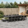vidaXL Ensemble &agrave; manger de jardin 17 pcs coussins noir r&eacute;sine tress&eacute;e
