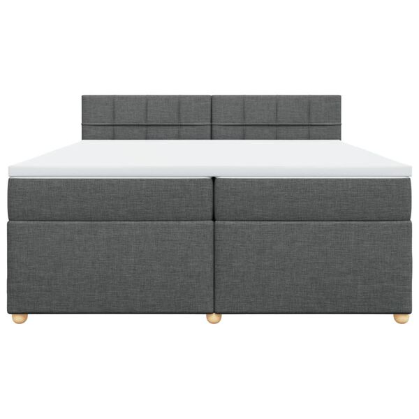 vidaXL Sommier &agrave; lattes de lit avec matelas Gris fonc&eacute; 200x200cm Tissu