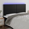 vidaXL T&ecirc;te de lit &agrave; LED Noir 180x5x118/128 cm Similicuir