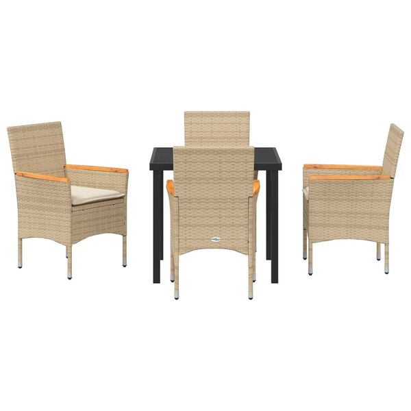 vidaXL Ensemble de salle &agrave; manger pour jardin 5 pcs Beige polyrotin