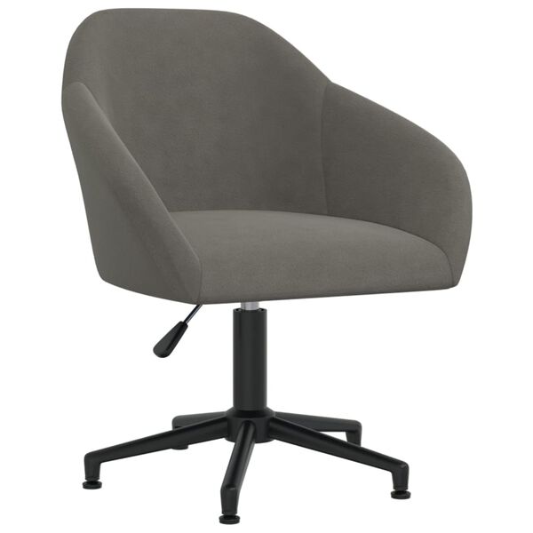 vidaXL Chaise pivotante de bureau Gris fonc&eacute; Velours