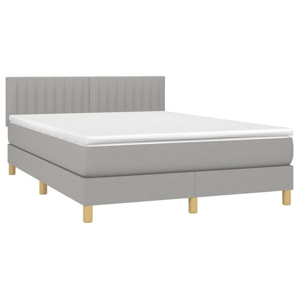 vidaXL Sommier &agrave; lattes de lit et matelas et LED Gris clair 140x190 cm