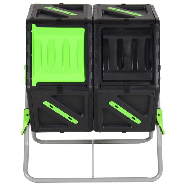 vidaXL Composteur &agrave; tambour &agrave; double chambre 63x60x74 cm 140 L PP