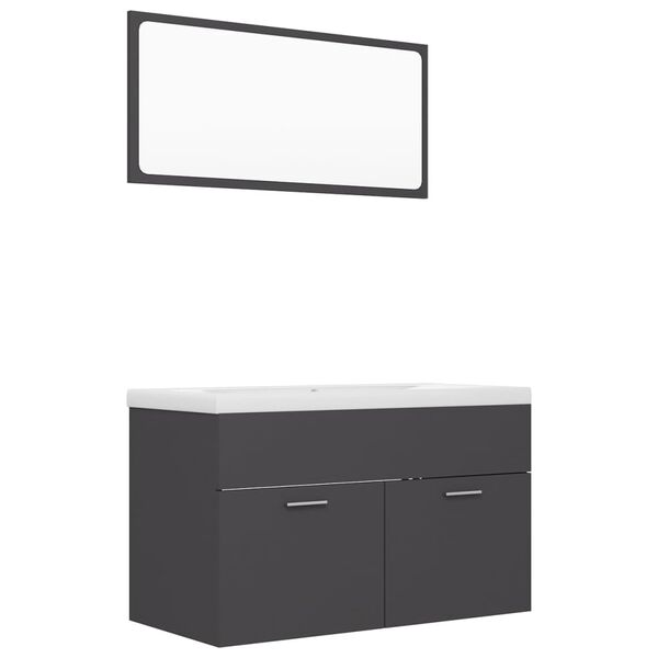 vidaXL Ensemble de meubles de salle de bain Gris Agglom&eacute;r&eacute;