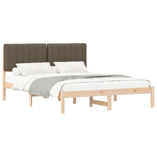 vidaXL Cadre de lit avec t&ecirc;te de lit rembourr&eacute;e Taupe 150 x 200 cm
