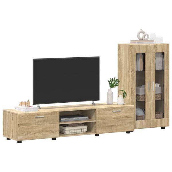 vidaXL Ensemble meuble TV avec tiroir Ch&ecirc;ne Sonoma Bois d'ing&eacute;nierie