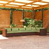 vidaXL Salon de jardin 6 pcs avec coussins R&eacute;sine tress&eacute;e Marron