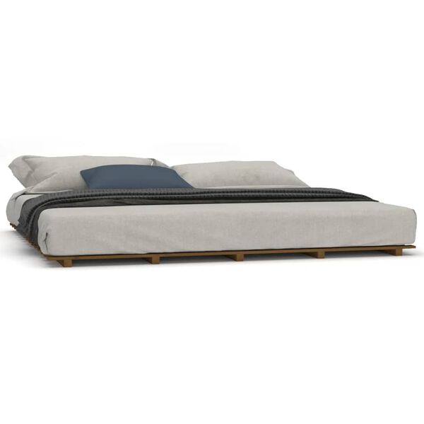 vidaXL Cadre de lit sans matelas marron miel 180x200cm bois massif pin