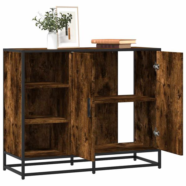vidaXL Buffet ch&ecirc;ne fum&eacute; 92x35x76 cm bois d'ing&eacute;nierie