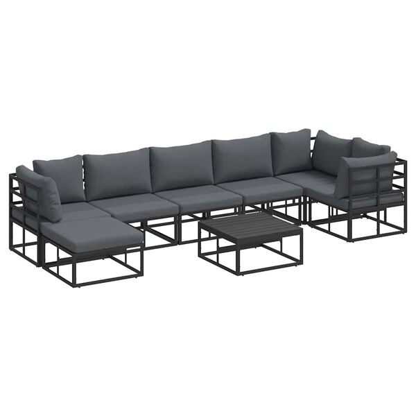 vidaXL Ensemble de canap&eacute; de jardin avec coussin Noir Aluminium
