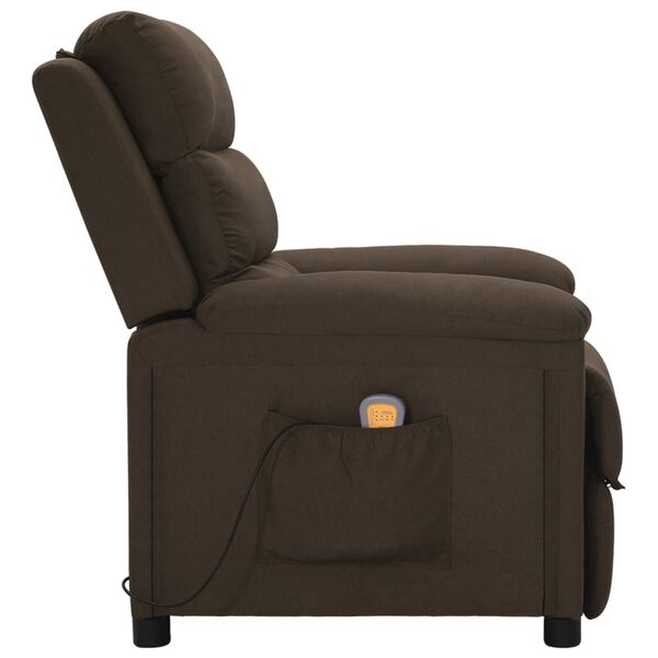 vidaXL Fauteuil de massage Marron foncé Tissu
