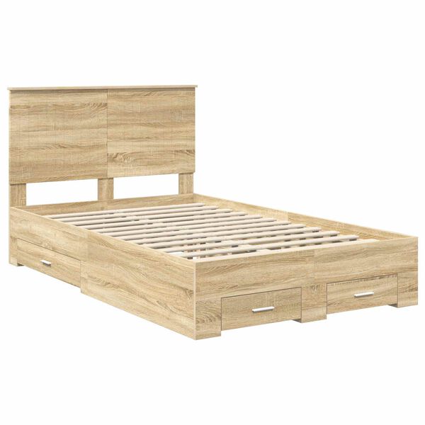 vidaXL Cadre de lit Ch&ecirc;ne Sonoma 120 x 200 cm Bois d'ing&eacute;nierie