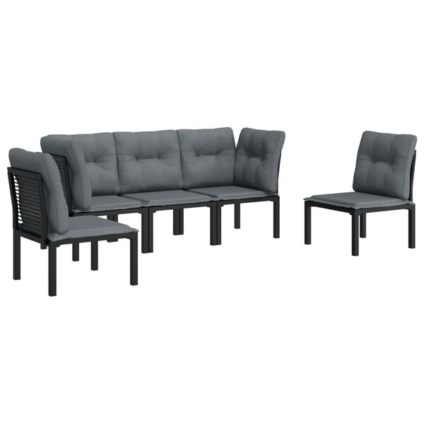 vidaXL Salon de jardin 5 pcs noir et gris résine tressée