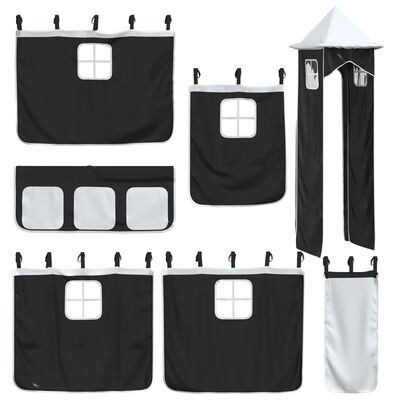 vidaXL Lit superposé sans matelas avec toboggan blanc noir 90x200 cm