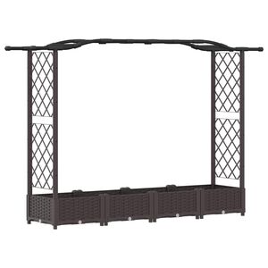 vidaXL Lit &Eacute;lev&eacute; avec Treillis et Toit Marron 207 x 40 x 123 cm PP