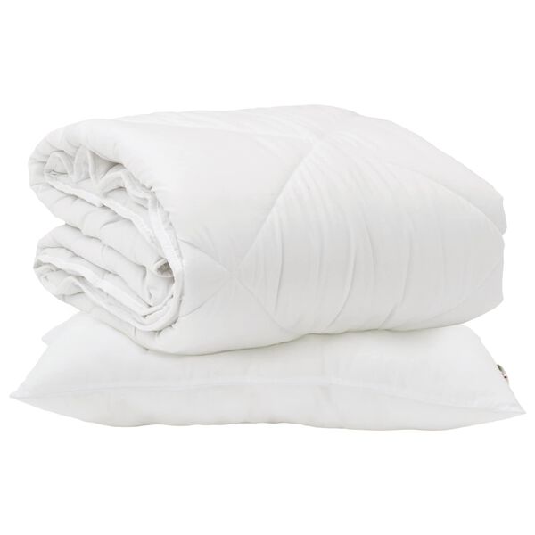 vidaXL Duvet toutes saisons avec oreiller 2 pcs Blanc Microfibre