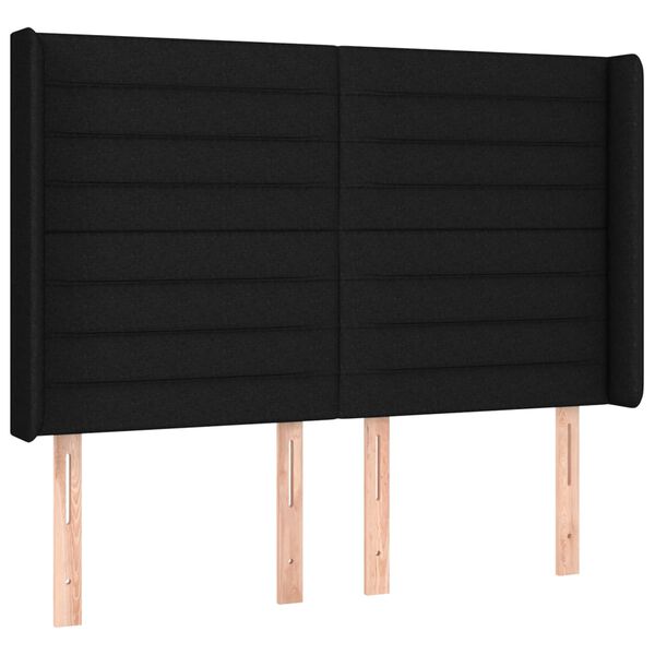 vidaXL T&ecirc;te de lit avec oreilles Noir 147x16x118/128 cm Tissu