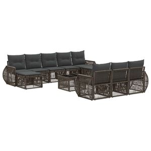 vidaXL Ensemble de canap&eacute; de jardin 11 pc Gris et Gris fonc&eacute; polyrotin