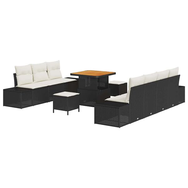 vidaXL Ensemble de canap&eacute; de jardin 10 pcs Noir Poly rotin