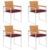 vidaXL Chaises de jardin lot de 4 avec coussins Bois d'acacia massif