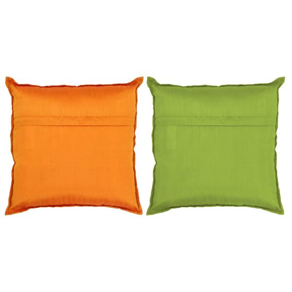 vidaXL Coussin Patchwork lot de 2 fait &agrave; la main 45x45 cm Orange/Vert