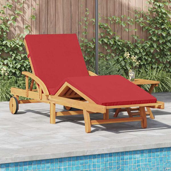 vidaXL Transat avec coussin Rouge 200 x 67 x 84cm Bois d'acacia massif