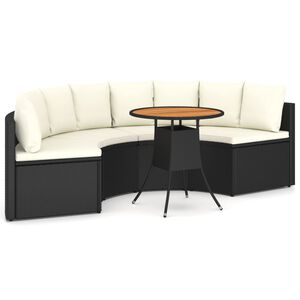 vidaXL Salon de jardin 5 pcs avec coussins R&eacute;sine tress&eacute;e Noir