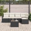 vidaXL Ensemble de canapé de jardin 6 pcs Noir Poly rotin