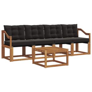vidaXL Ensemble de canap&eacute;s d'ext&eacute;rieur 5 pc Naturel et Noir