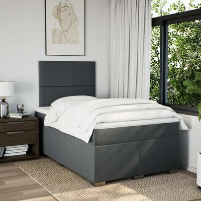 vidaXL Sommier à lattes de lit avec matelas gris foncé 120x190cm tissu