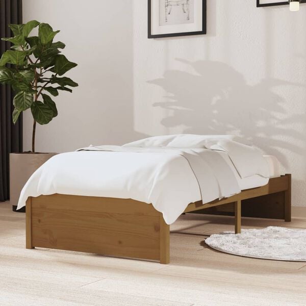 vidaXL Cadre de lit sans matelas marron miel bois massif 75x190 cm