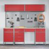 vidaXL Placard de travail 10 pcs Rouge Bois d'ing&eacute;nierie et acier