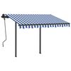 vidaXL Auvent manuel r&eacute;tractable avec poteaux 3,5x2,5 m Bleu et blanc