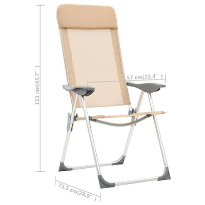 vidaXL Chaises de camping pliables lot de 2 Crème Aluminium