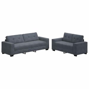 vidaXL Ensemble canap&eacute; 2 pcs avec coussins velours gris fonc&eacute;