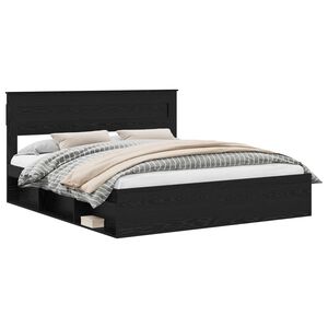 vidaXL Cadre de lit Uni Noir 200 x 200 cm Bois de pin massif