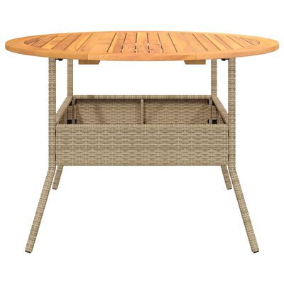 vidaXL Table de jardin et dessus en bois d'acacia beige résine tressée