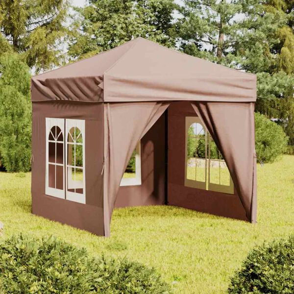vidaXL Tente de r&eacute;ception pliable avec parois Taupe 2x2 m