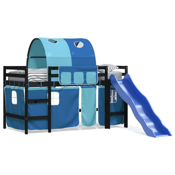 vidaXL Lit mezzanine enfants avec tunnel sans matelas bleu 80x200 cm