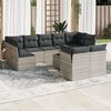 vidaXL Salon de jardin avec coussins 10 pcs gris clair r&eacute;sine tress&eacute;e