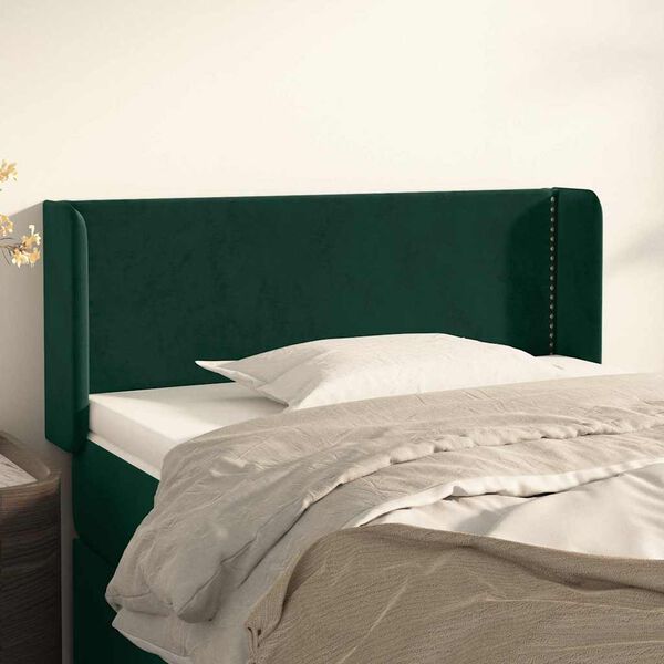 vidaXL T&ecirc;te de lit avec oreilles Vert fonc&eacute; 103x16x78/88 cm Velours