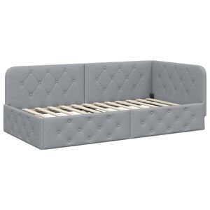 vidaXL Cadre de lit d'angle Gris clair 90 x 190 cm tissu